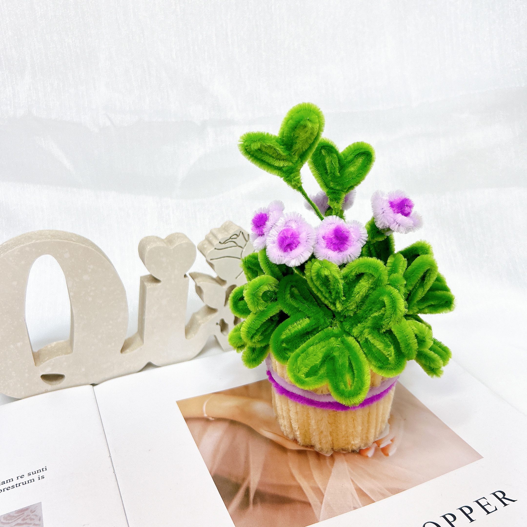 【ハンドメイドオーダー】クローバー毛根鉢植え【幸せいっぱい】 - 置物 - その他の素材